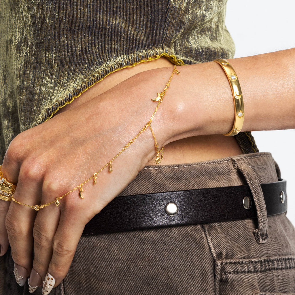 Bohemian-style star and moon bracelet