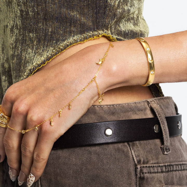 Bohemian-style star and moon bracelet