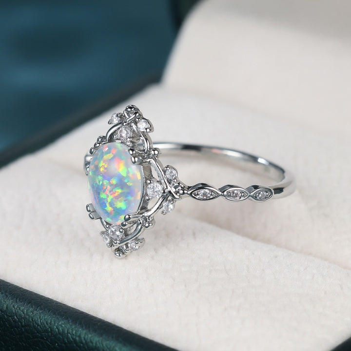Natural pink ice crystal ring