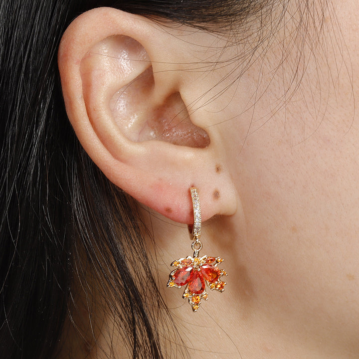 Maple Leaf Gemstone Drop Earrings