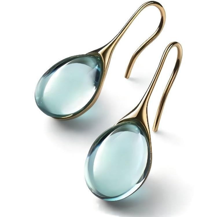 Sea-blue teardrop earrings