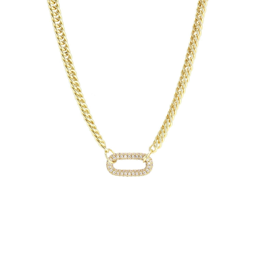 Diamond-set pendant Cuban chain