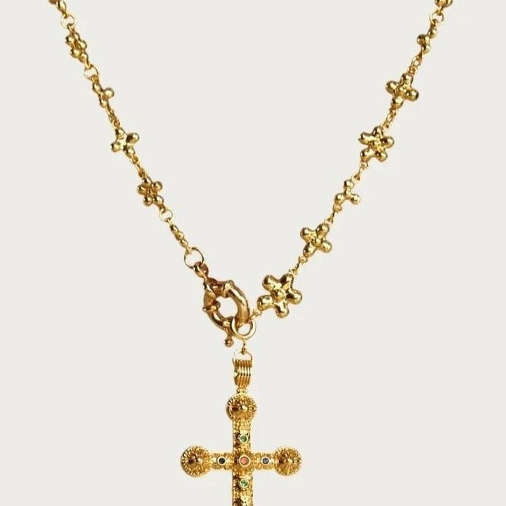 Daisy Cross Pendant Necklace