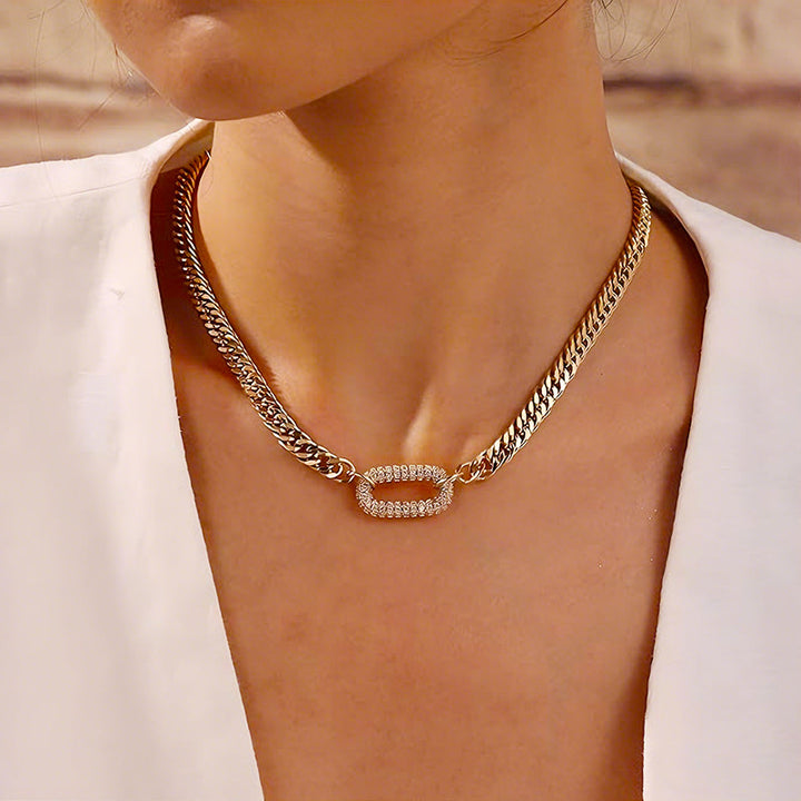 Diamond-set pendant Cuban chain