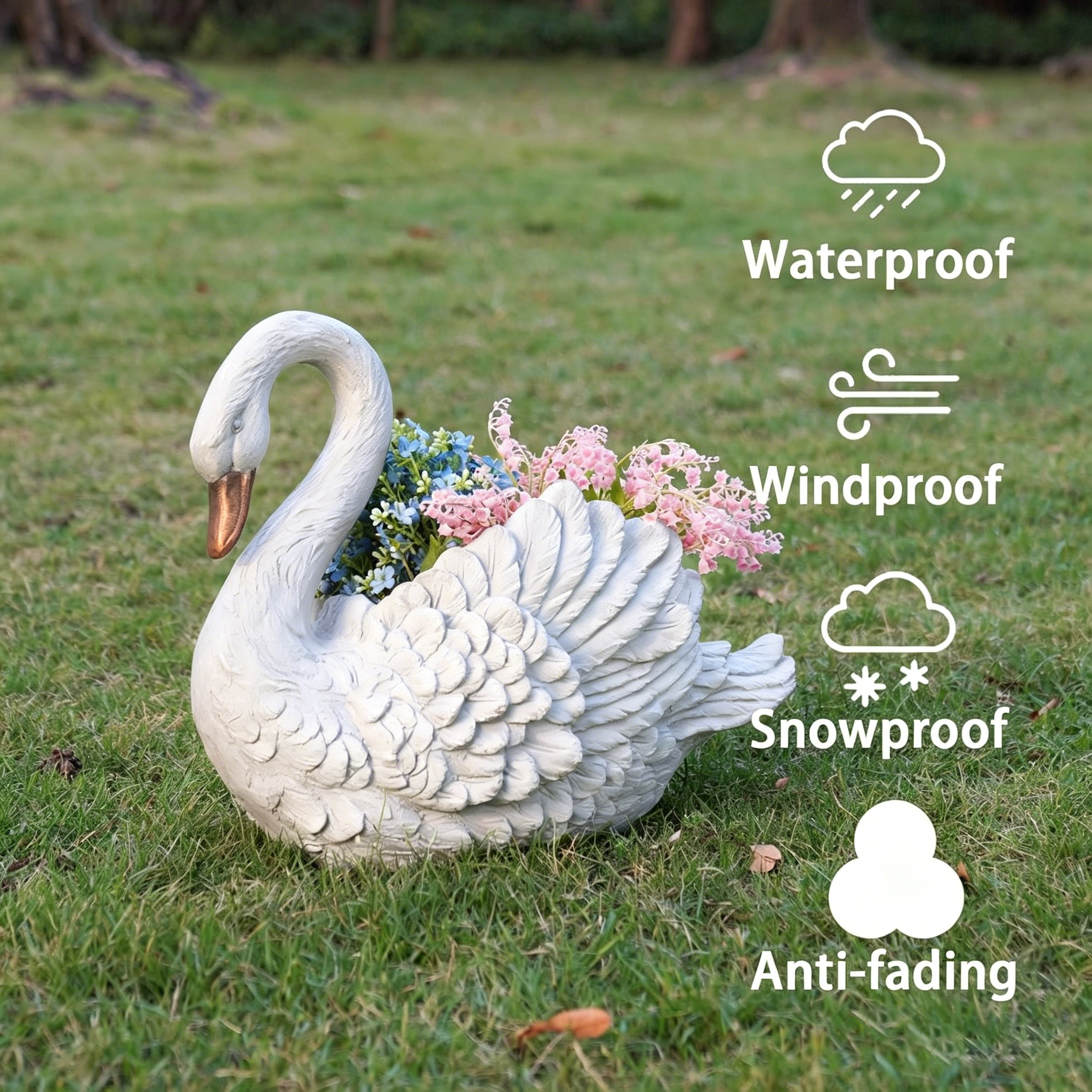 Handcrafted Unique Outdoor Swan Planter & Decorative  Ornament
