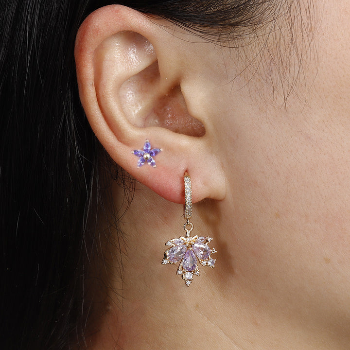 Maple Leaf Gemstone Drop Earrings
