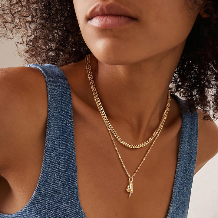 Gold-plated gesture pendant necklace