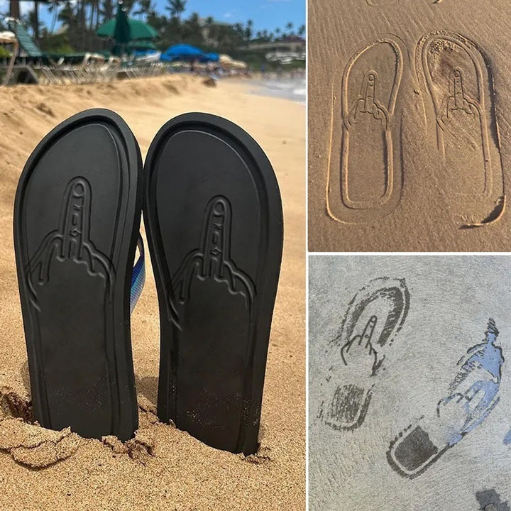 Thick-soled beach flip-flops