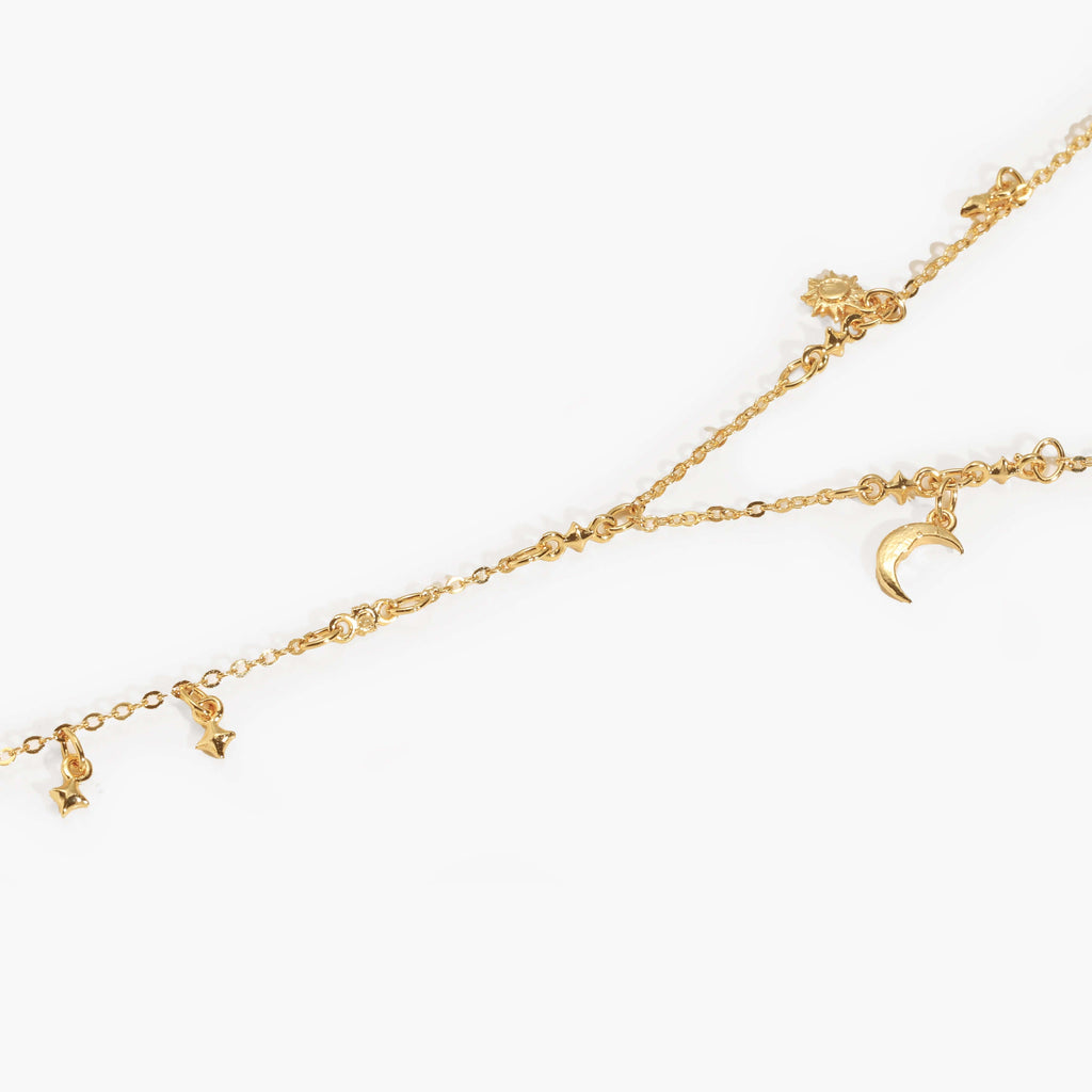 Bohemian-style star and moon bracelet