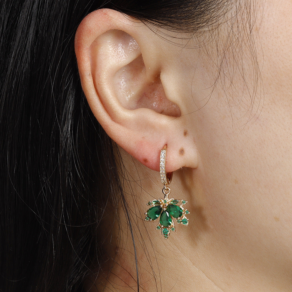 Maple Leaf Gemstone Drop Earrings