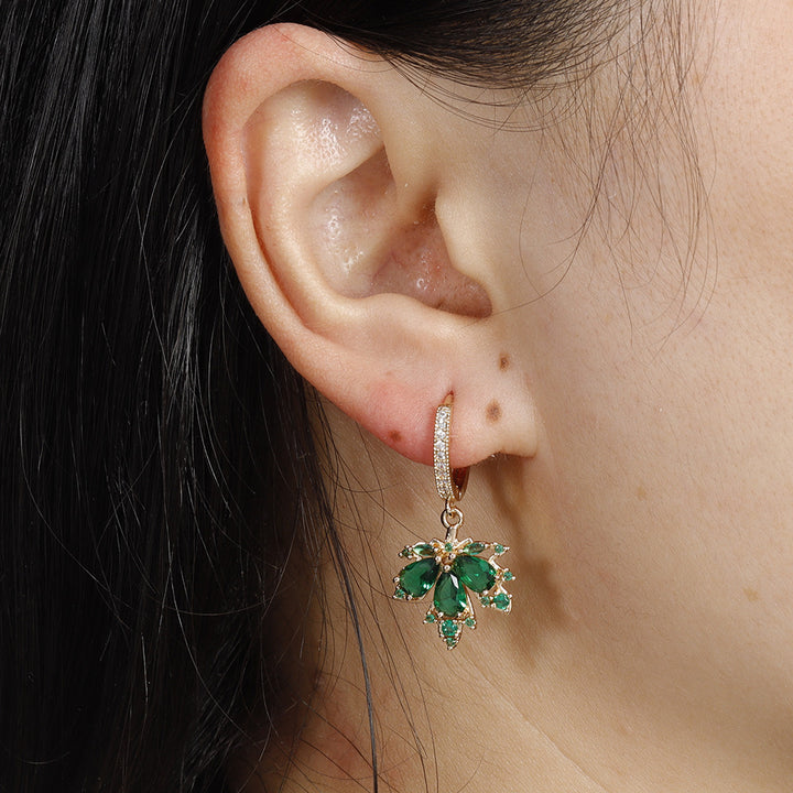 Maple Leaf Gemstone Drop Earrings