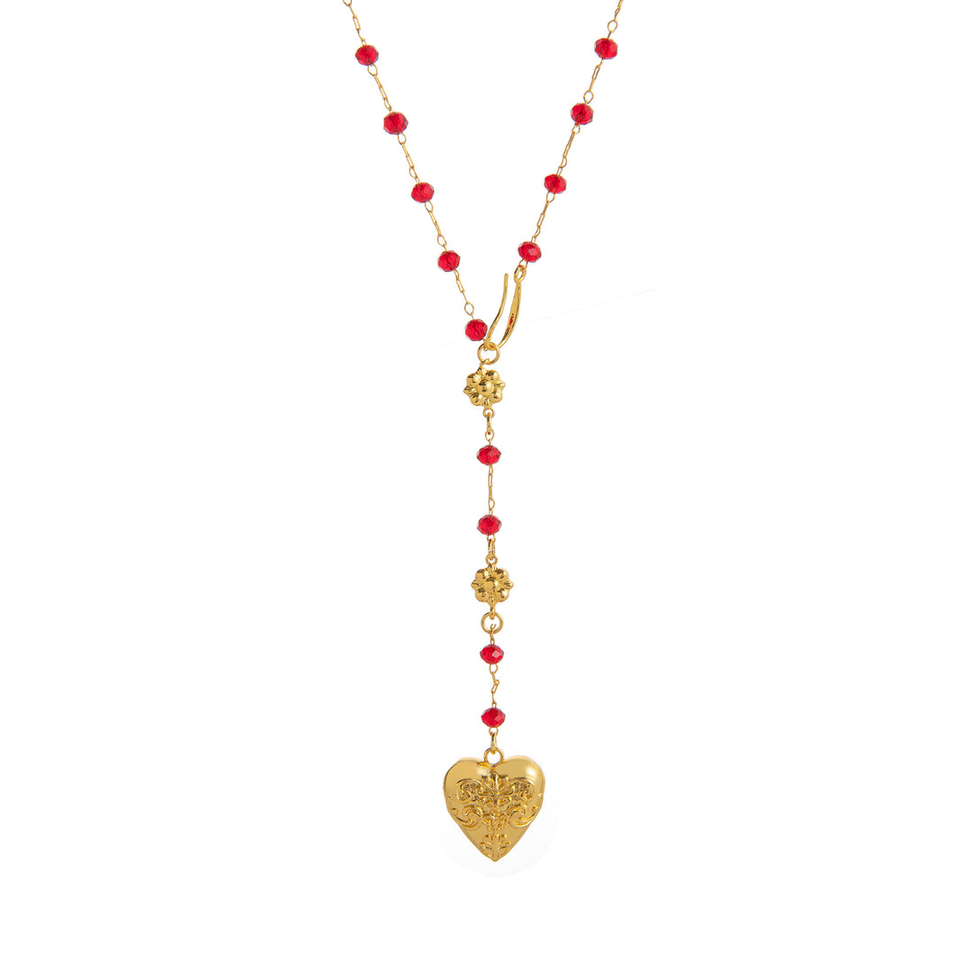Vintage-style patterned heart pendant