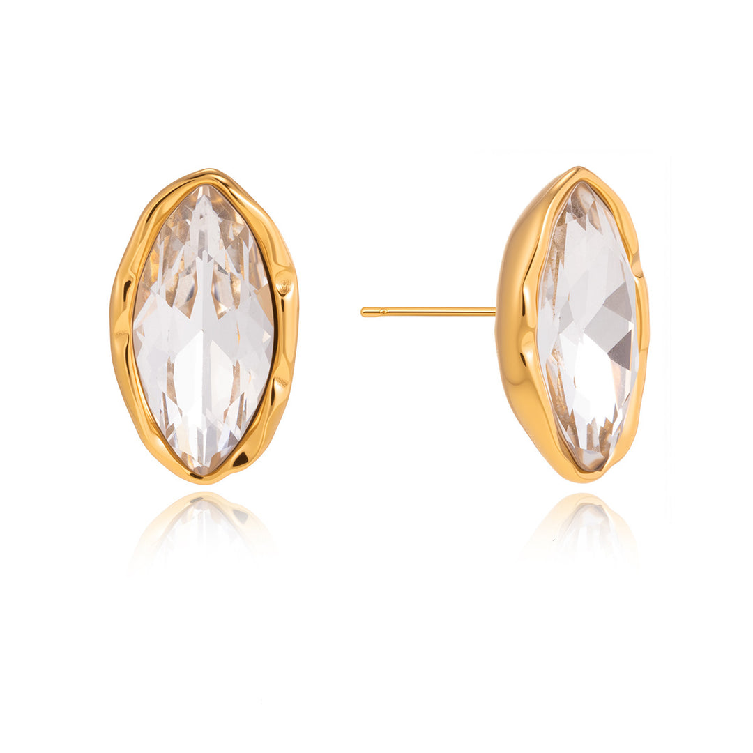 Oval gemstone stud earrings