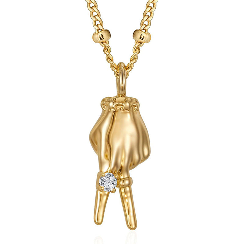Gold-plated gesture pendant necklace