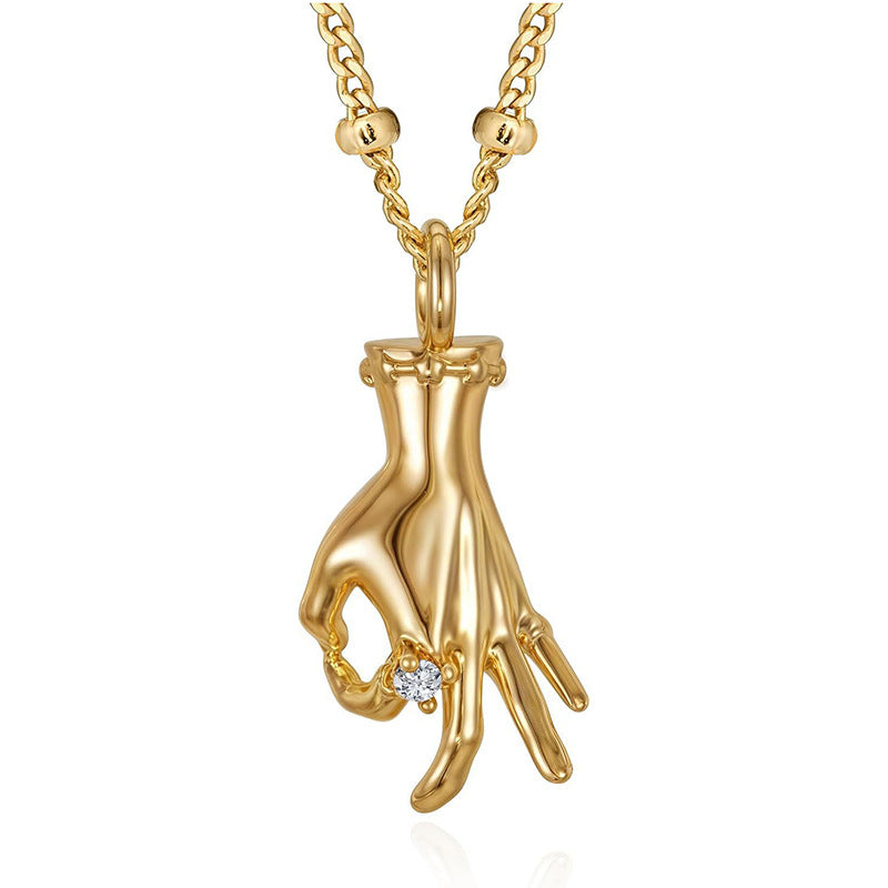 Gold-plated gesture pendant necklace