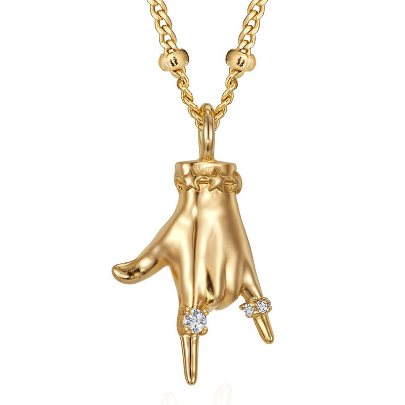 Gold-plated gesture pendant necklace