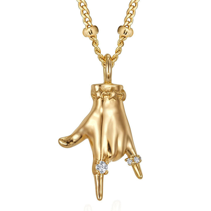Gold-plated gesture pendant necklace