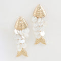 Pearl Scale Fish Drop Earrings