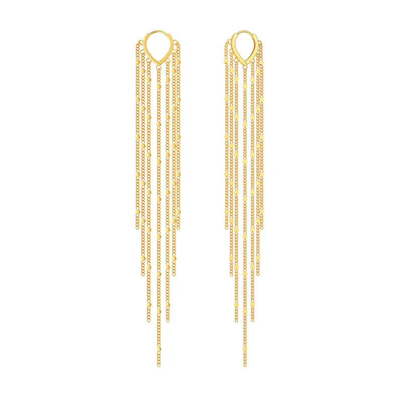 Heart-shaped long tassel earrings