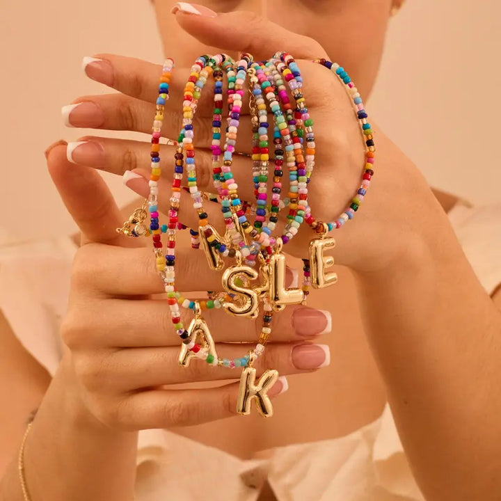 26-letter colorful beaded clavicle chain