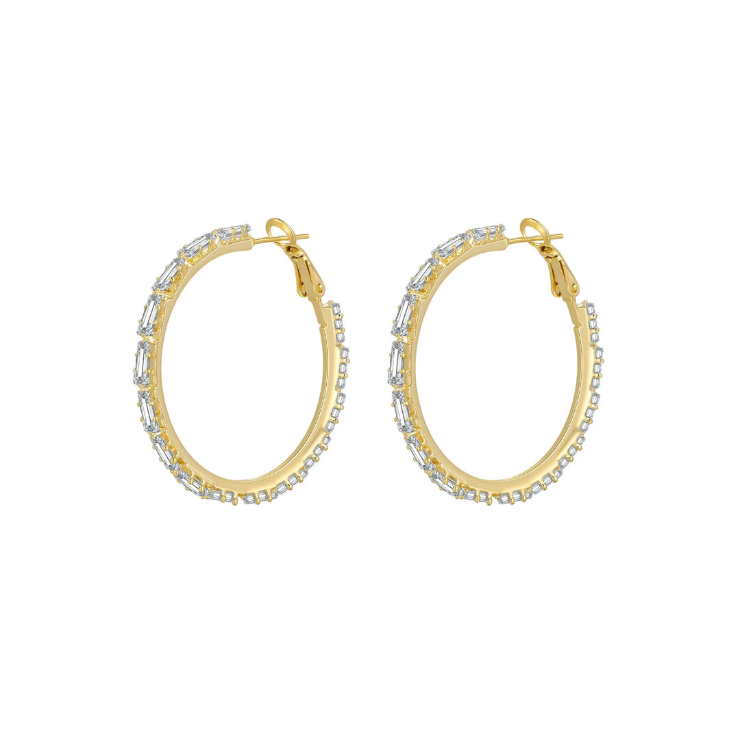 Diamond-studded large hoop earrings