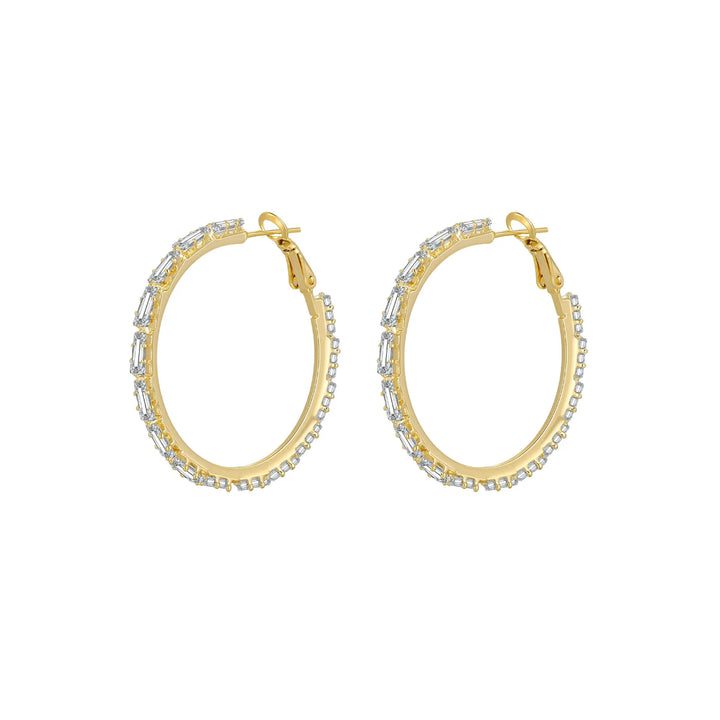 Diamond-studded large hoop earrings