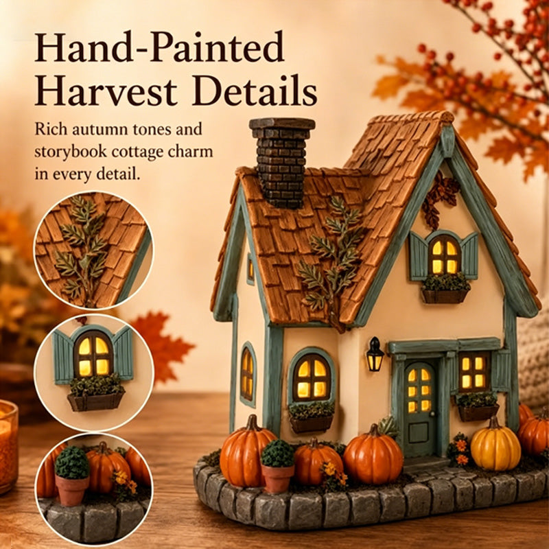 Glowing Pumpkin House Desktop Ornament