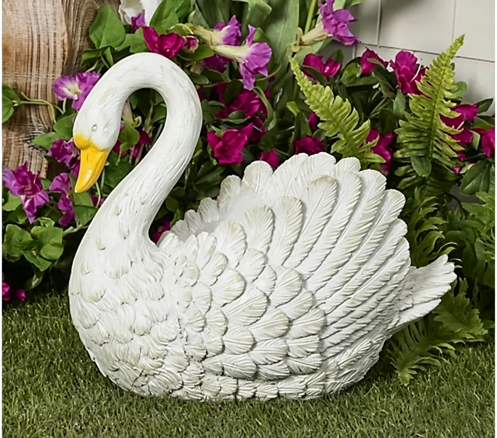 Handcrafted Unique Outdoor Swan Planter & Decorative  Ornament