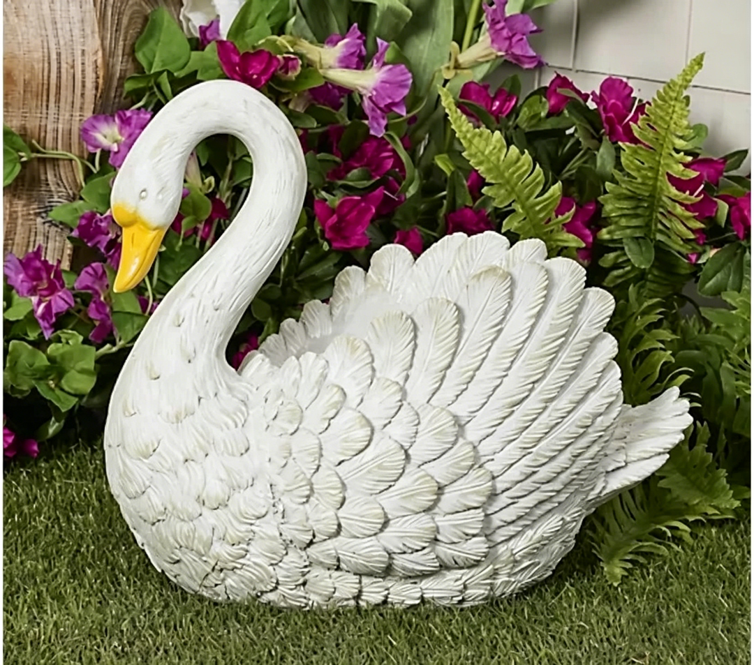 Handcrafted Unique Outdoor Swan Planter &amp; Decorative  Ornament
