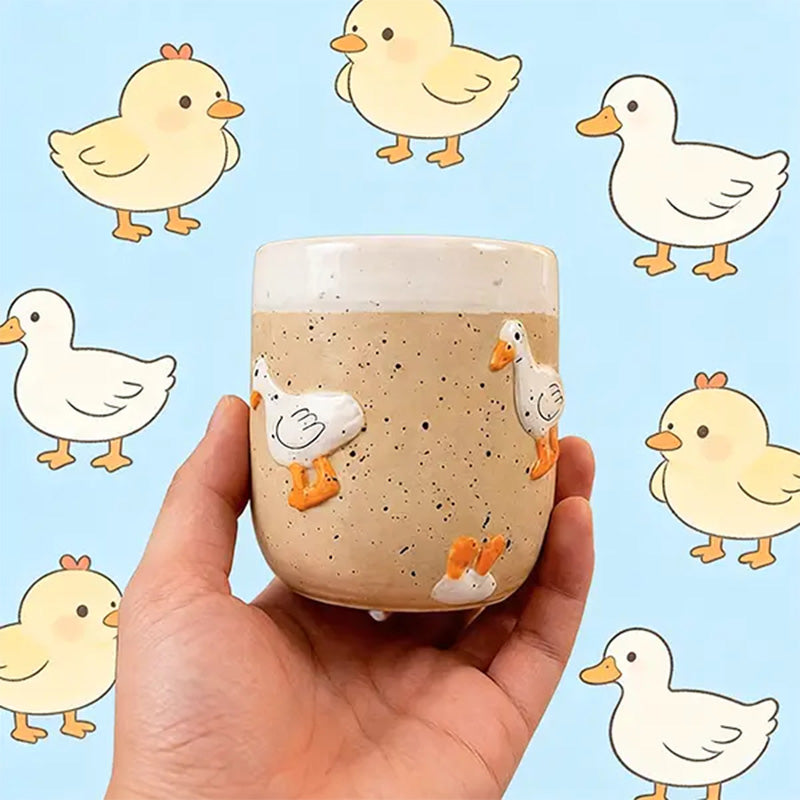 Handmade cute duck ceramic mug
