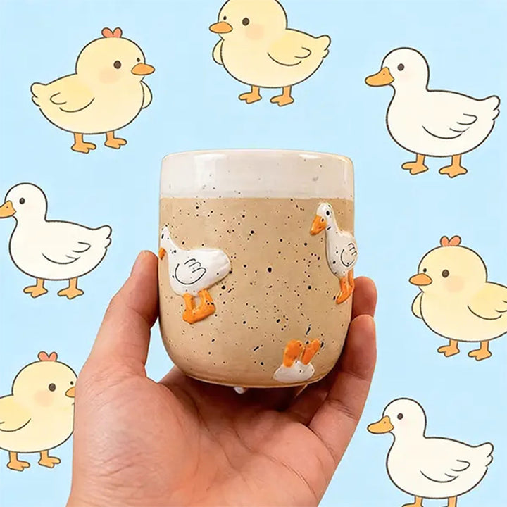 Handmade cute duck ceramic mug