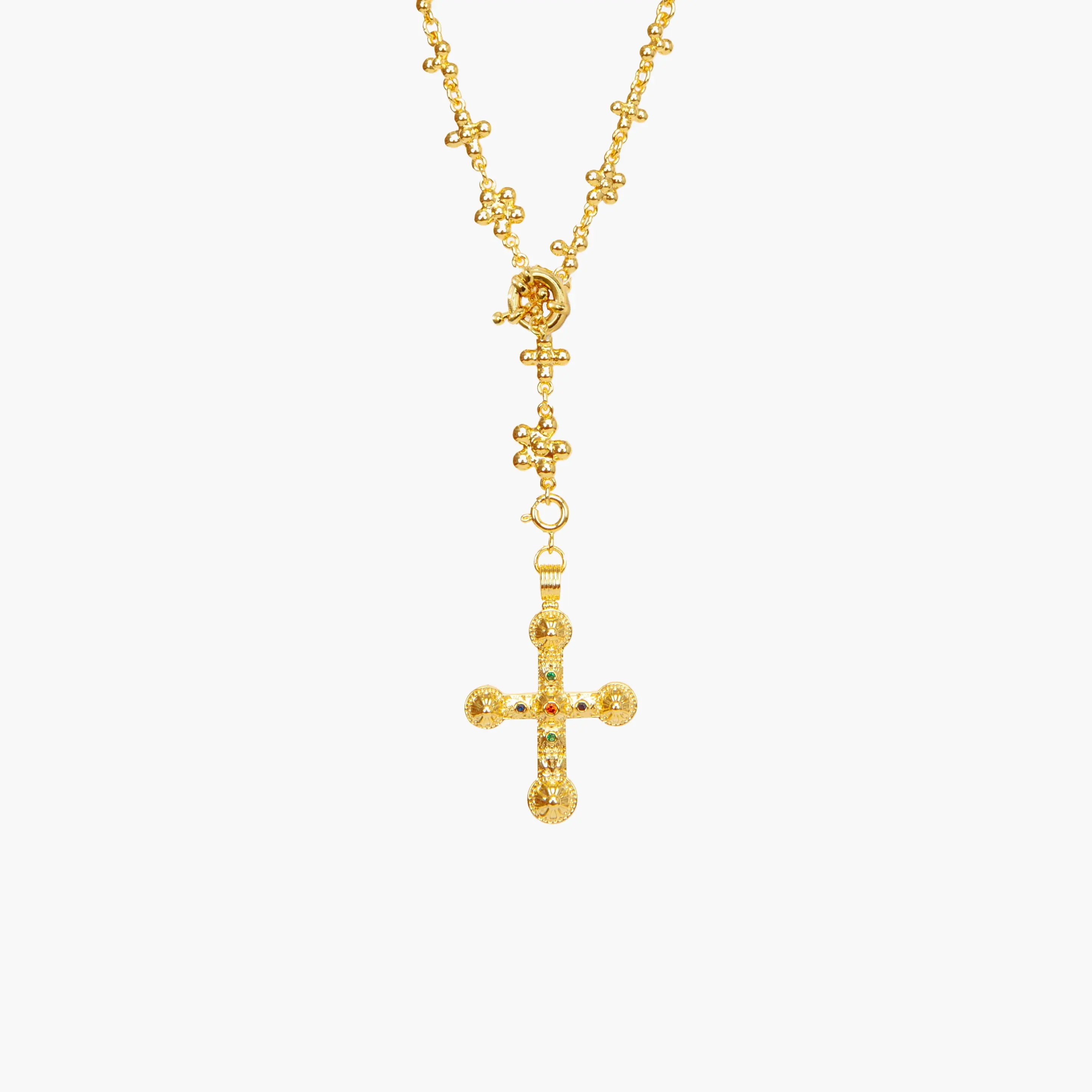 Cross Daisy Molecule Necklace