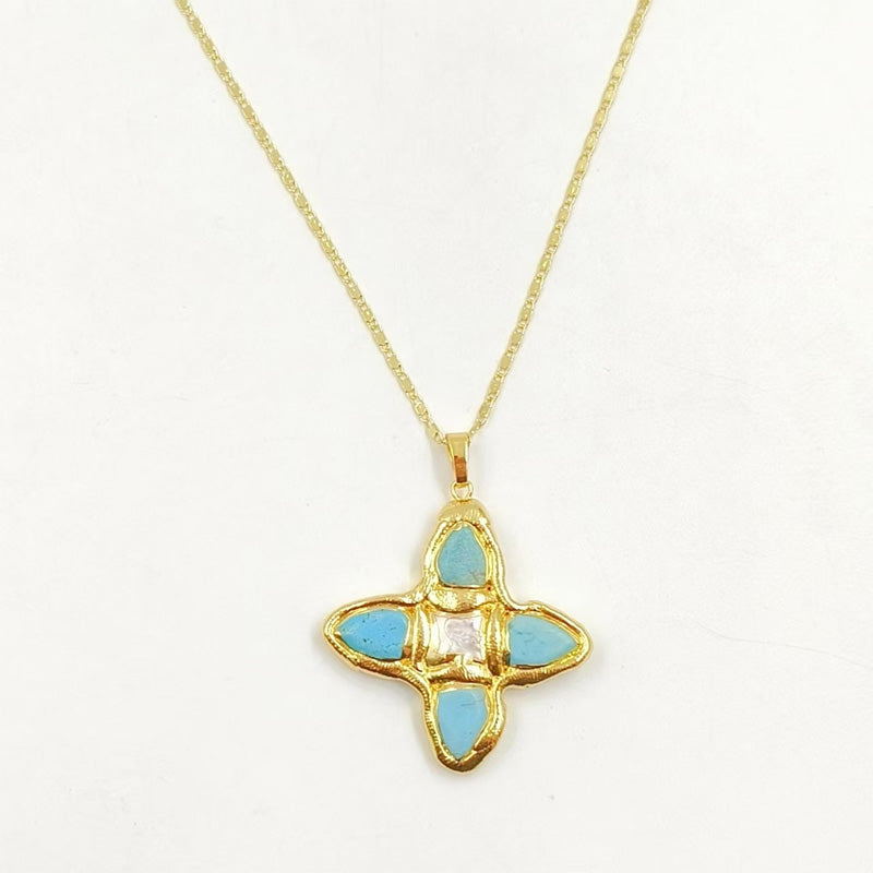 Natural turquoise freshwater pearl necklace