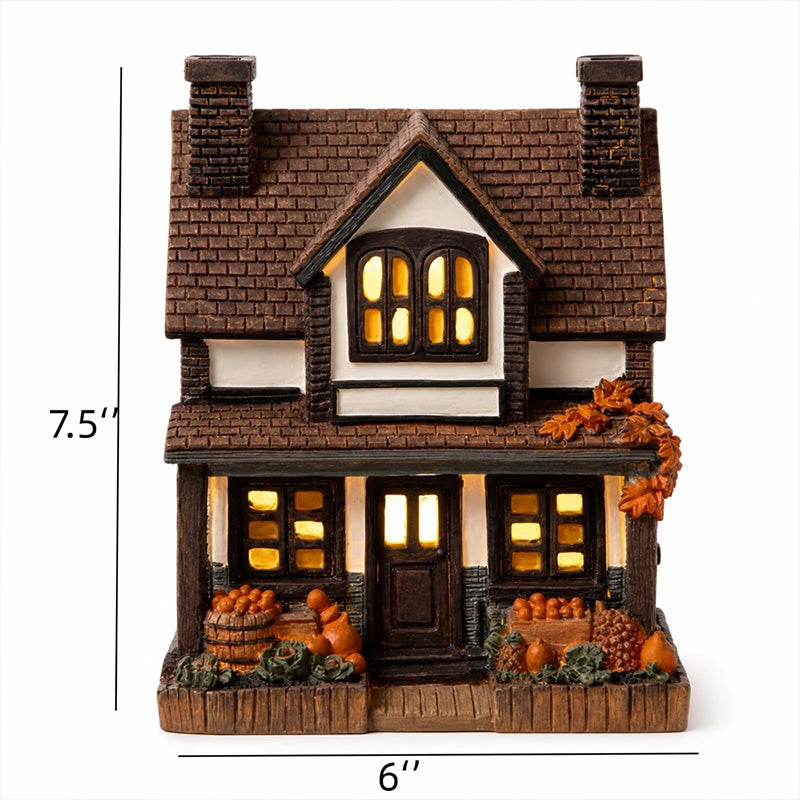 Glowing Pumpkin House Desktop Ornament