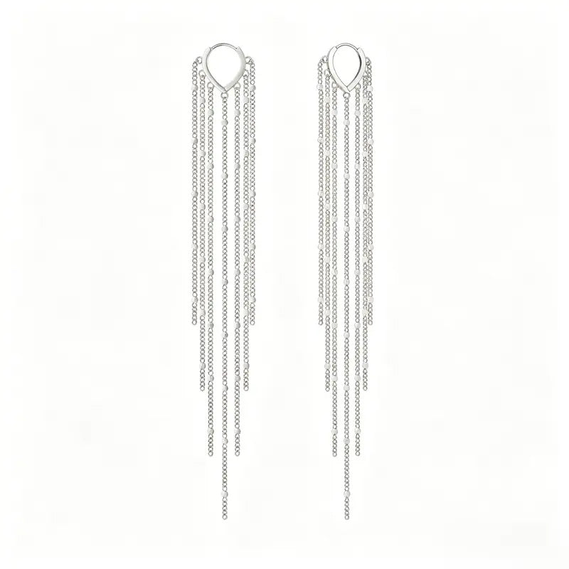 Heart-shaped long tassel earrings
