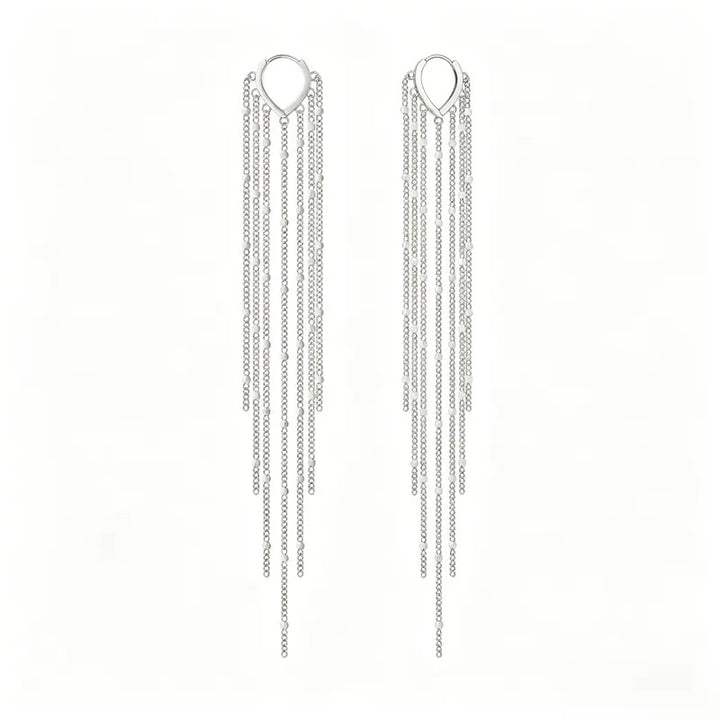 Heart-shaped long tassel earrings