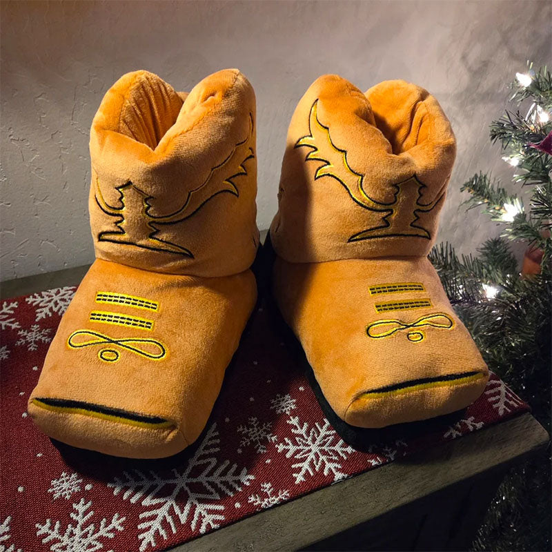 Cowboy Boot-Style Plush Slippers