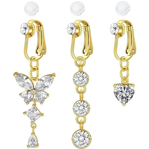 Non-piercing clip-on navel ring