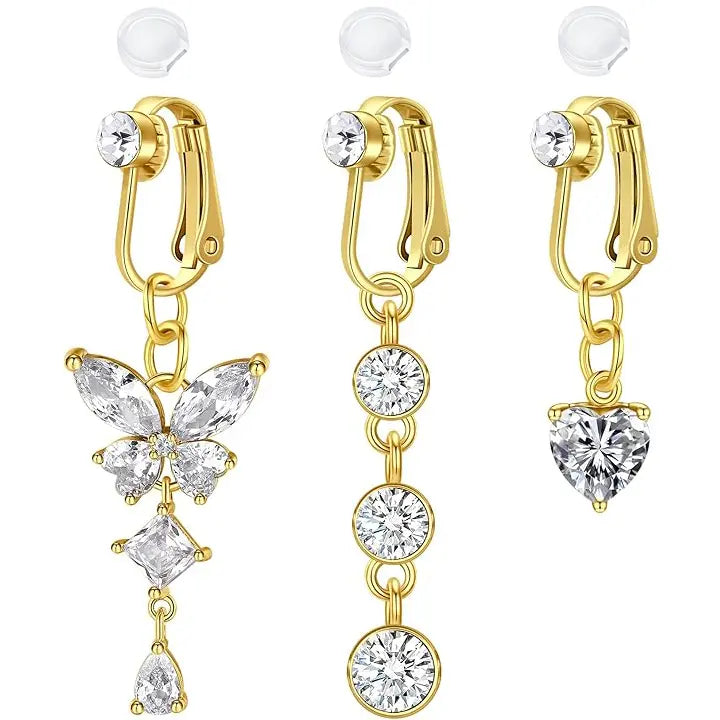 Non-piercing clip-on navel ring