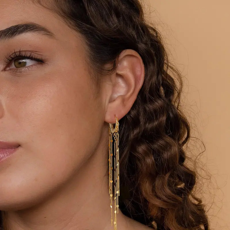 Heart-shaped long tassel earrings