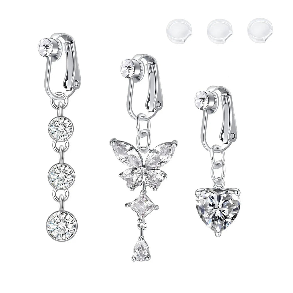 Non-piercing clip-on navel ring
