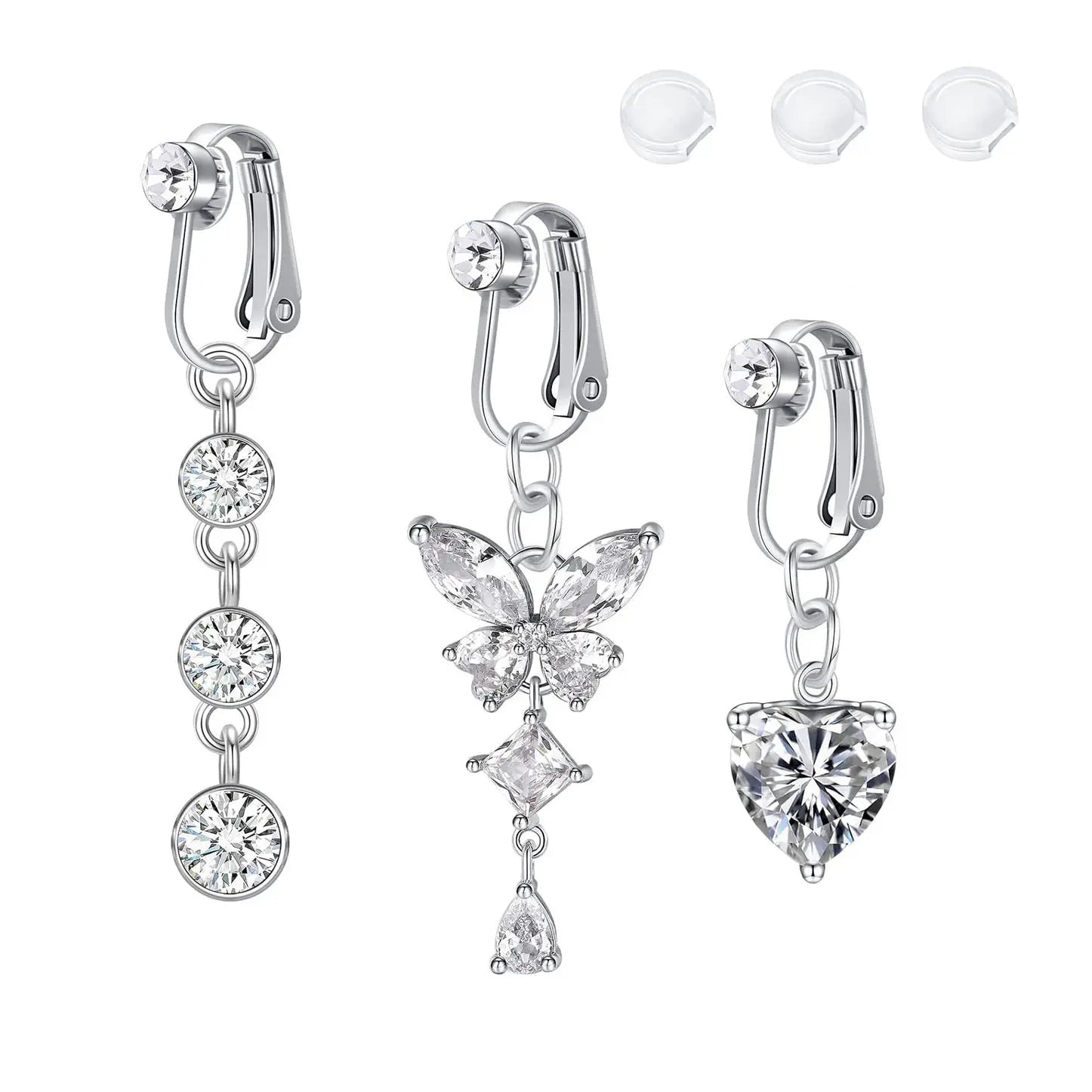 Non-piercing clip-on navel ring