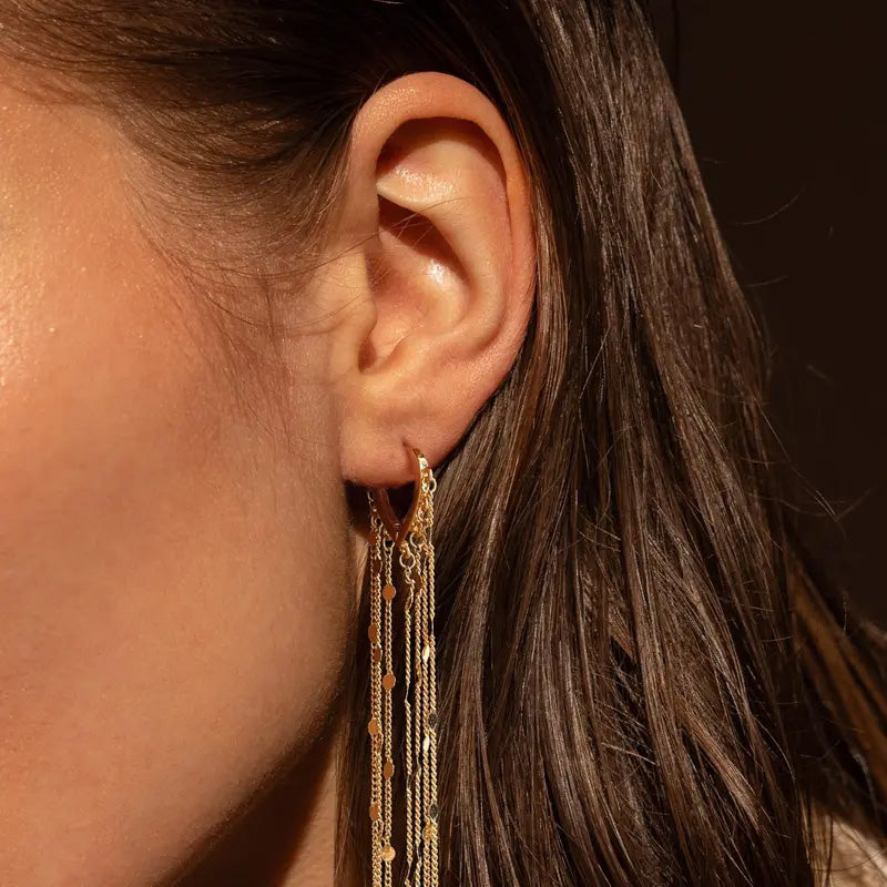 Heart-shaped long tassel earrings