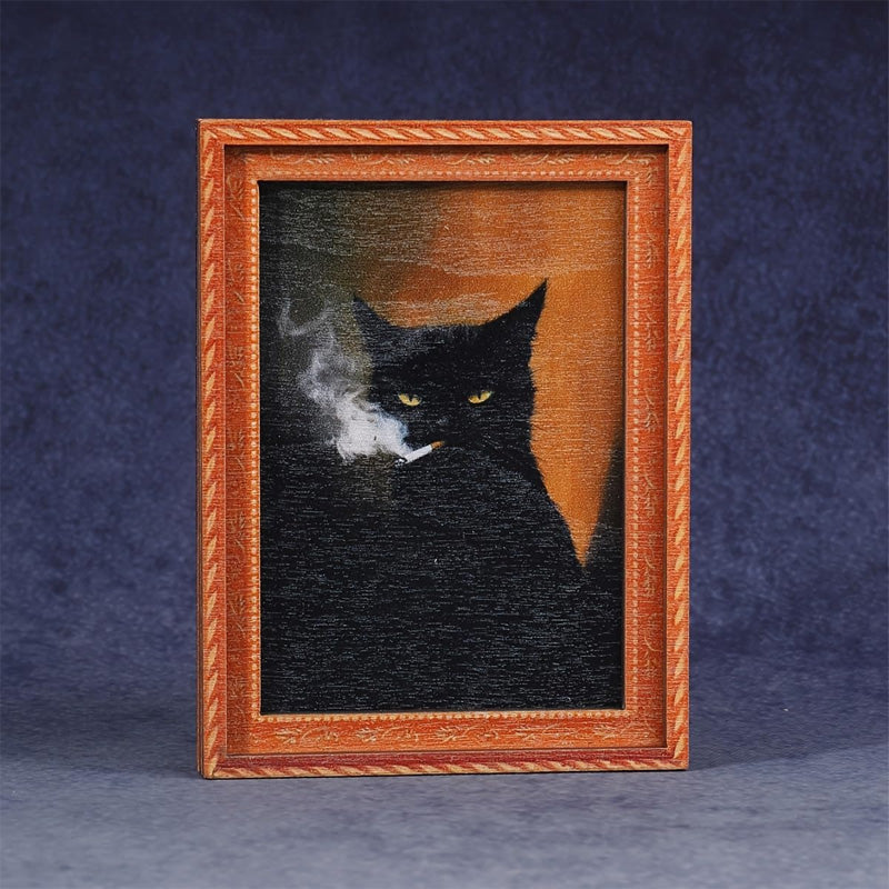 Wooden cat refrigerator magnet
