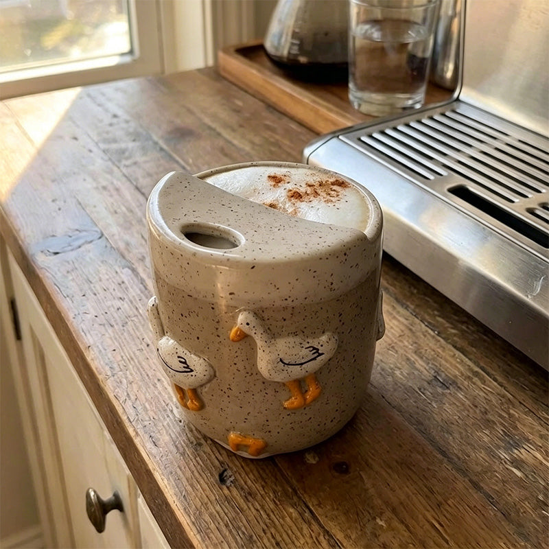 Handmade cute duck ceramic mug