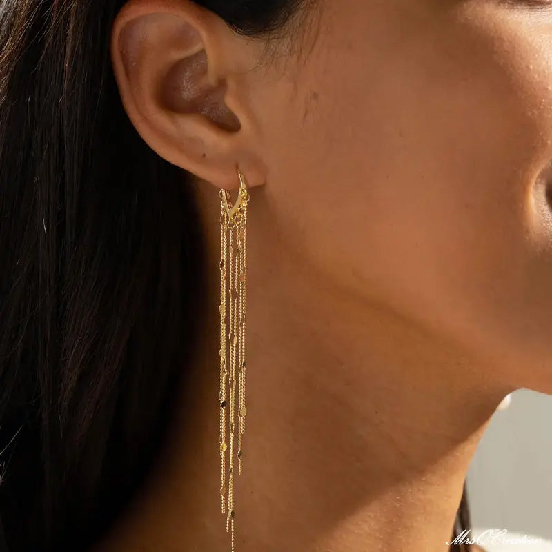 Heart-shaped long tassel earrings