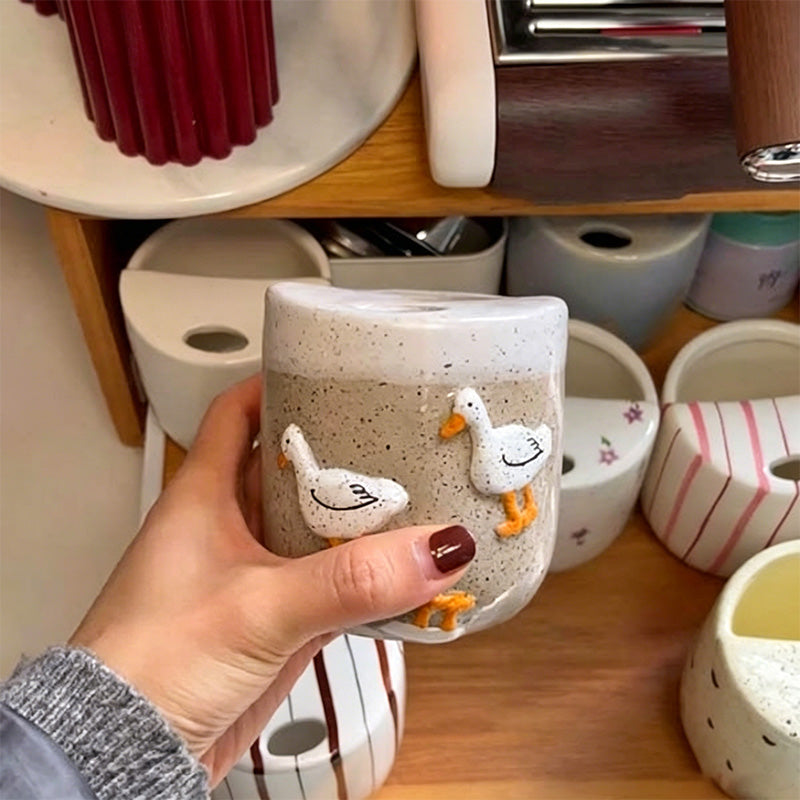 Handmade cute duck ceramic mug