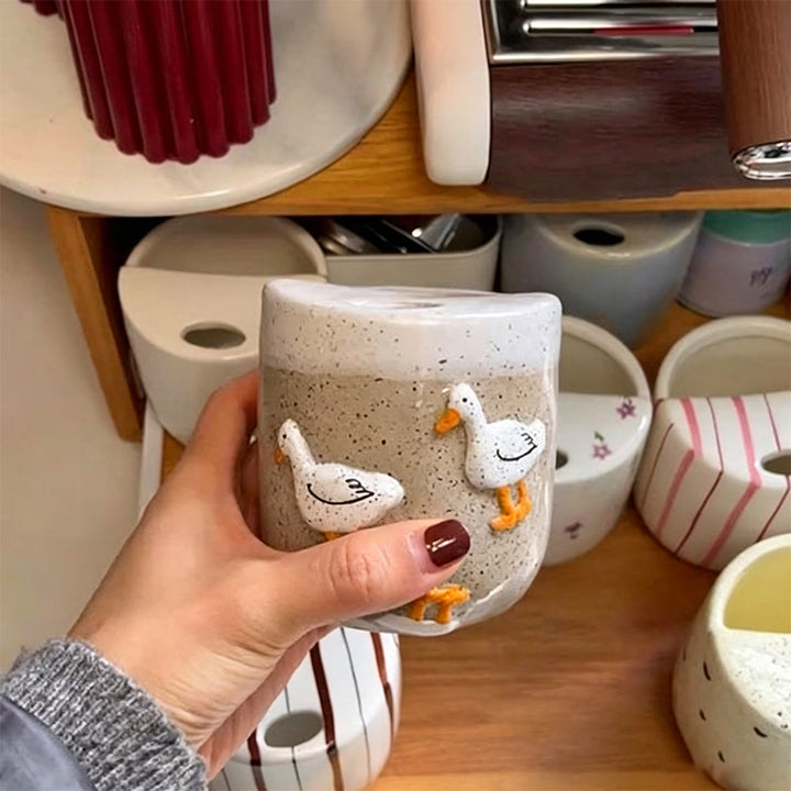 Handmade cute duck ceramic mug