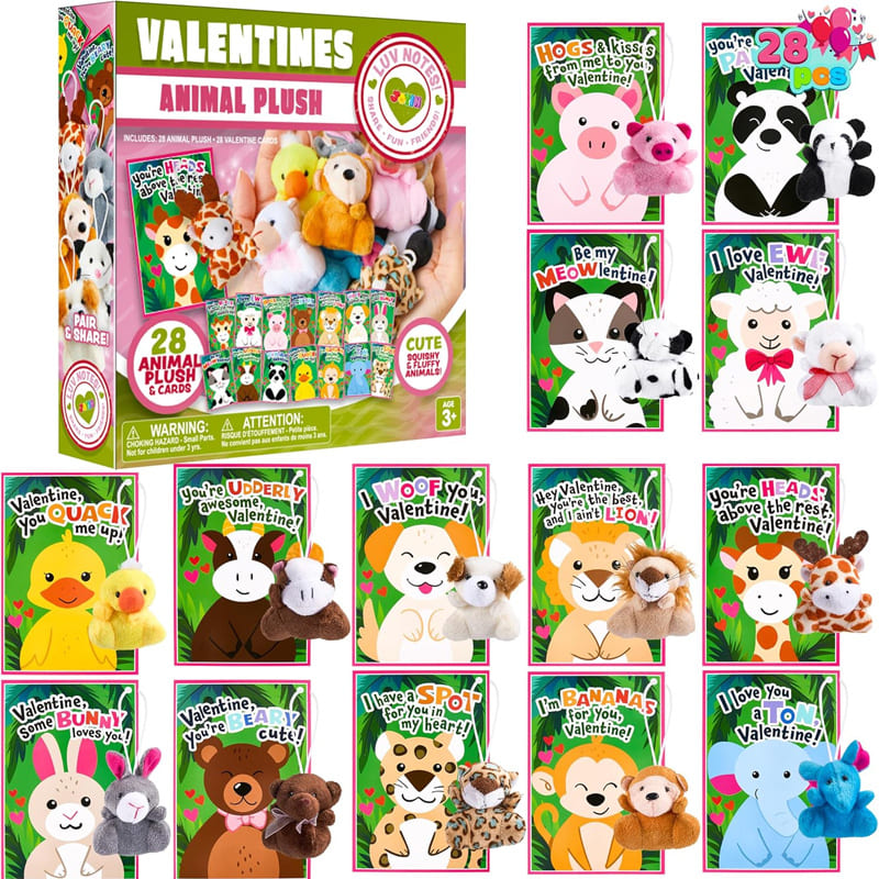 28 Pack Valentine's Day Plush Gift Set