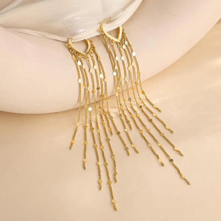 Heart-shaped long tassel earrings